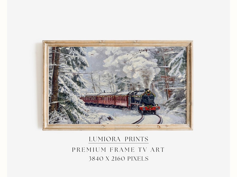 Christmas Train Scene Samsung Frame TV Art • Holiday Express Train Wall Art • Sn