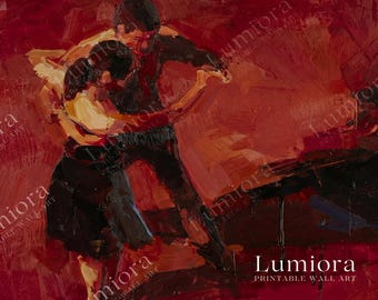 Samsung Frame TV Art Valentine's Day, Romantic Couple Dancing, Abstract Red Oil Painting, Modern Love Art, 4K Download, image 4