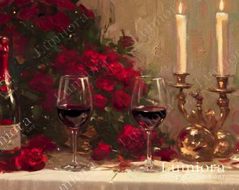 Vintage Valentine Frame TV Art | Romantic Dinner TV Art | Classic Love & Rose Aesthetic | Samsung Frame TV Valentine Decor, image 4