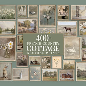 400+ French Country Decor, Neutral Gallery Wall, Cottagecore Decor, Vintage Print Bundle, Farmhouse Prints, Cottage Gallery Set