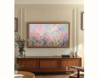 Spring Wildflower Samsung Frame TV Art, Meadow Flower Field Oil Painting, Floral TV Decor, 4K Digital Download, Aesthetic Summer Screen Art, image 5