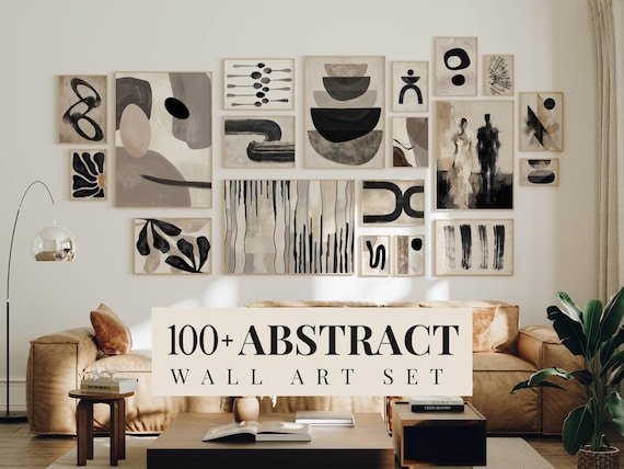 100+ Neutral Abstract Wall Art Set