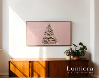 Samsung Frame TV Art • Pink Christmas Tree Wall Art • Pastel Holiday Decor • Cozy Winter Aesthetic • Minimal Christmas Artwork, image 3