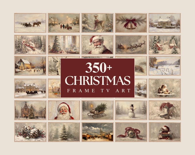 350+ Christmas Frame TV Art, Vintage Holiday Samsung TV…