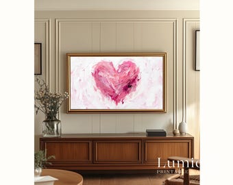 Romantic Pink Heart Samsung Frame TV Art, Abstract Love Symbol, Modern Oil Painting, Valentine's Day Decor, Textured Minimalist Wall Art, 4K, image 5