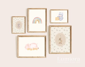 100+ Neutral Nursery Prints, Vintage Baby Room Decor, Boho Nursery Wall Art, Animal Poster Bundle, image 8