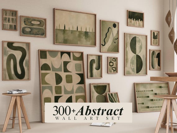 300+ Green Abstract Wall Art Set