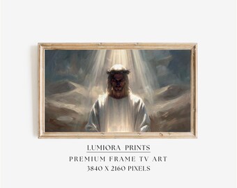 Jesus Crown of Thorns TV Art, Christ Under Divine Light Christian Oil Painting, Passion of Jesus Samsung Frame TV Art, Spiritual Faith Art, image 1