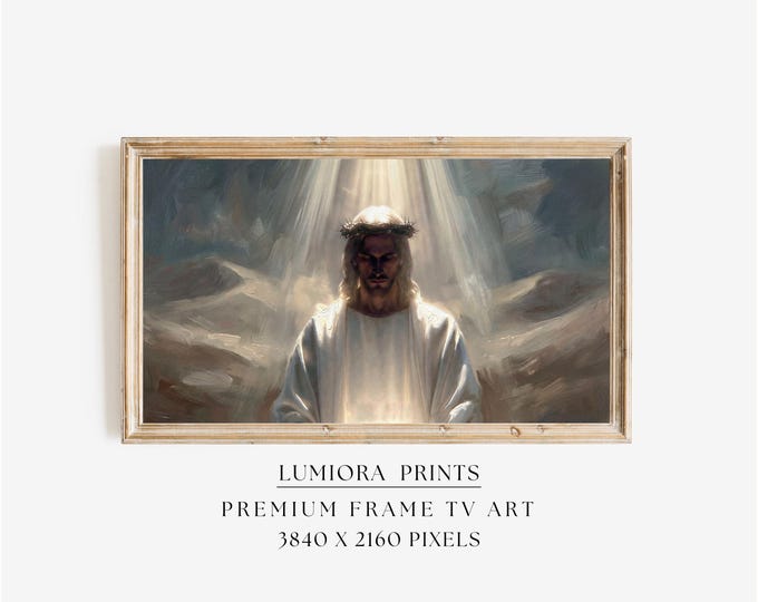Jesus Crown of Thorns TV Art, Christ Under Divine Light…