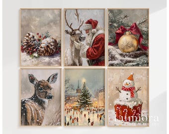 800+ Christmas Wall Art Set, Vintage Holiday Gallery Wall, Santa Claus Painting, Christmas Prints Bundle, Trendy Winter Decor Printables, image 14