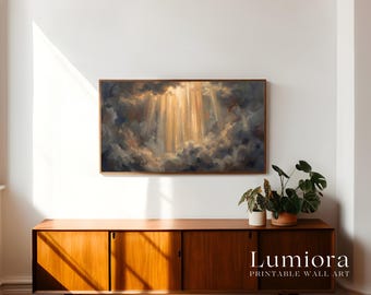 Divine Light Samsung Frame TV Art, Heavenly Clouds Screen Decor, Christian Religious Oil Painting, Spiritual Faith Background, 4K, image 3