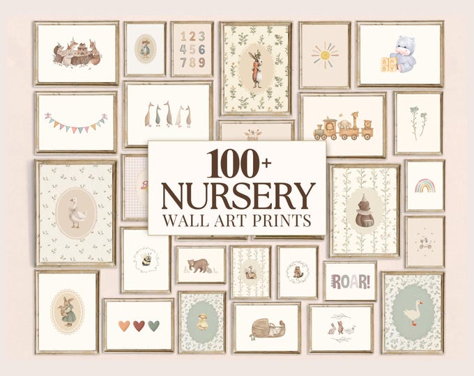 100+ Neutral Nursery Prints, Vintage Baby Room Decor, Boho…