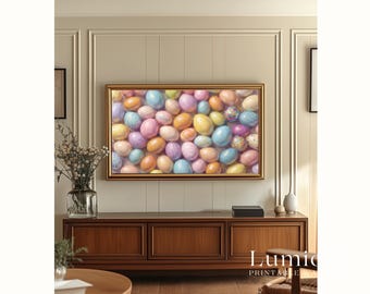 Easter Egg Samsung Frame TV Art, Pastel Spring TV Decor, 4K Digital Download, Aesthetic Holiday Screen Art, Oil Painting Easter Wallpaper, image 5