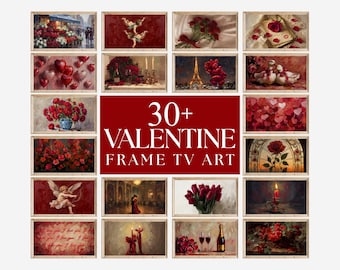 Valentine Frame TV Art Set | 30+ Red Romantic TV Art Bundle | Classic Love & Rose Aesthetic | Samsung Frame TV Valentine Decor, image 1