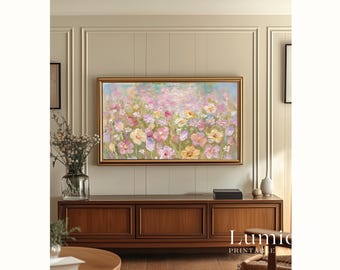 Spring Wildflower Meadow Samsung Frame TV Art, Floral Oil Painting, 4K Digital Download, Cottagecore Wall Art, Summer Screen Decor, image 5