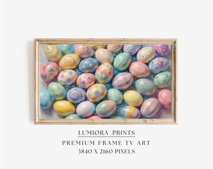 Easter Egg Samsung Frame TV Art, Spring TV Decor, Pastel…