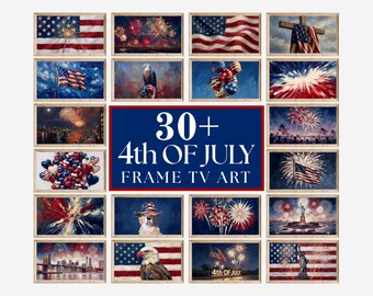 30+ 4th of July Samsung Frame TV Art Bundle, American Flag Independence Day Decor, July 4th TV Art, Patriotic Oil Painting, Digital Download, image 1