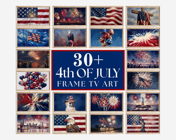 30+ 4th of July Samsung Frame TV Art Bundle, American Flag…