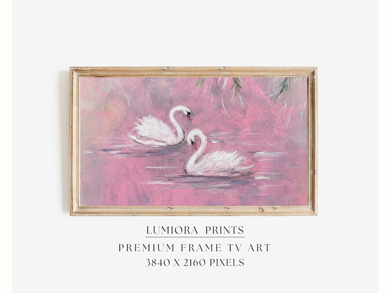Romantic Pink Swan Lake Samsung Frame TV Art