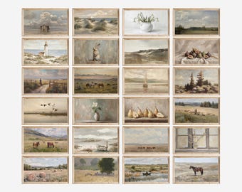 200+ Vintage Frame TV Art Bundle | Antique Frame Tv Art Collection, Landscape Frame TV, Farmhouse Samsung Frame TV Art, Neutral Wildflower, image 3