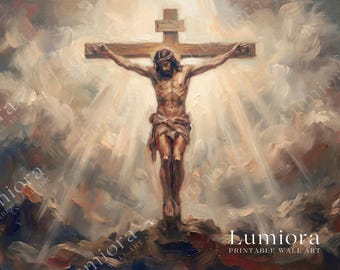 Crucifixion of Jesus TV Art, Christ on the Cross Christian Oil Painting, Good Friday Samsung Frame TV Art, Spiritual Passion of Christ Decor, image 7