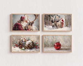 250+ Christmas Frame TV Art, Vintage Holiday Samsung TV Art, Winter TV Background, Festive Smart Tv Wallpaper, Santa Claus Digital Decor, image 12