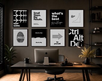 100+ Motivational Wall Art Set, Office Wall Art, Inspirational Quotes, Minimalist Poster, Motivational Decor, Typography Art Print Bundle, image 4
