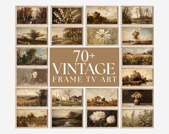 Más de 70 marcos vintage para TV, arte para TV Samsung, paisajes antiguos y bodegones botánicos, decoración de estilo rústico y rural, arte digital