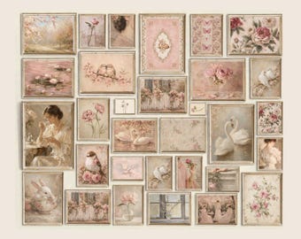 120+ French Country Gallery Wall Set, Pink Floral Cottagecore Prints, Vintage Bundle Set, Coquette Room Decor, image 7