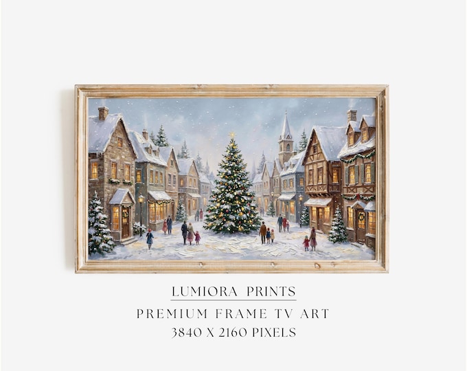 Samsung Frame TV Art Christmas | Vintage Winter Village…
