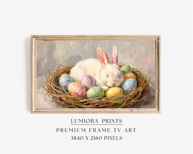 Sleeping Easter Bunny Samsung Frame TV Art, Spring TV…
