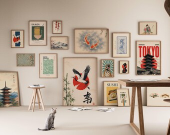 120+ Japanese Wall Art Set, Japandi Gallery Wall, Ukiyo-e Print Bundle, Vintage Japan Poster, Asian Wall Decor, Japanese Art Prints, image 4