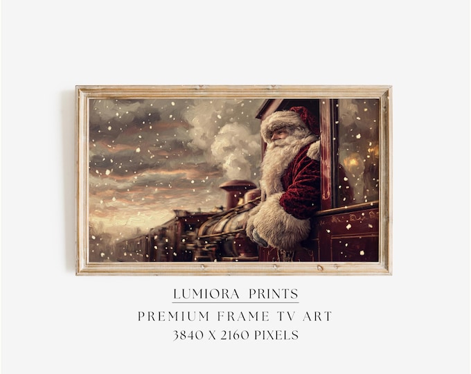 Samsung Frame TV Art Santa Express Train • Christmas…