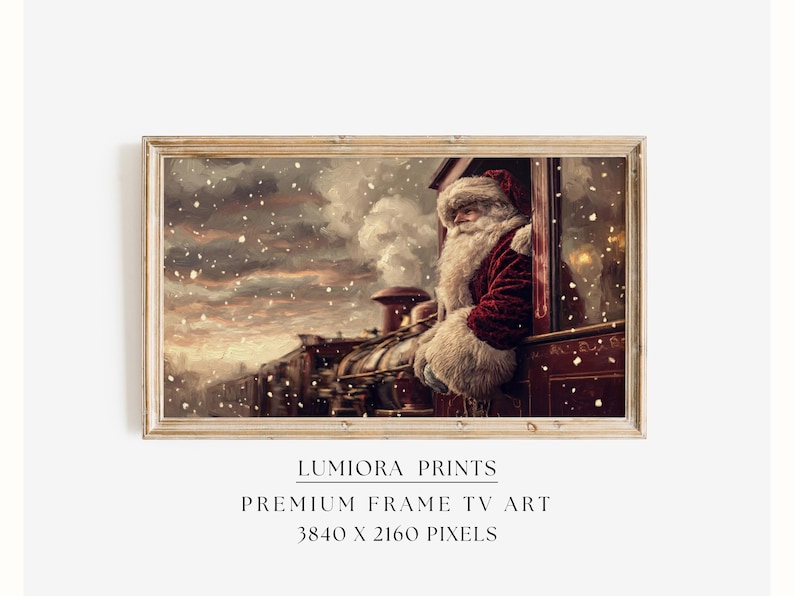 Samsung Frame TV Art Santa Express Train • Christmas Express Railway Artwork • V