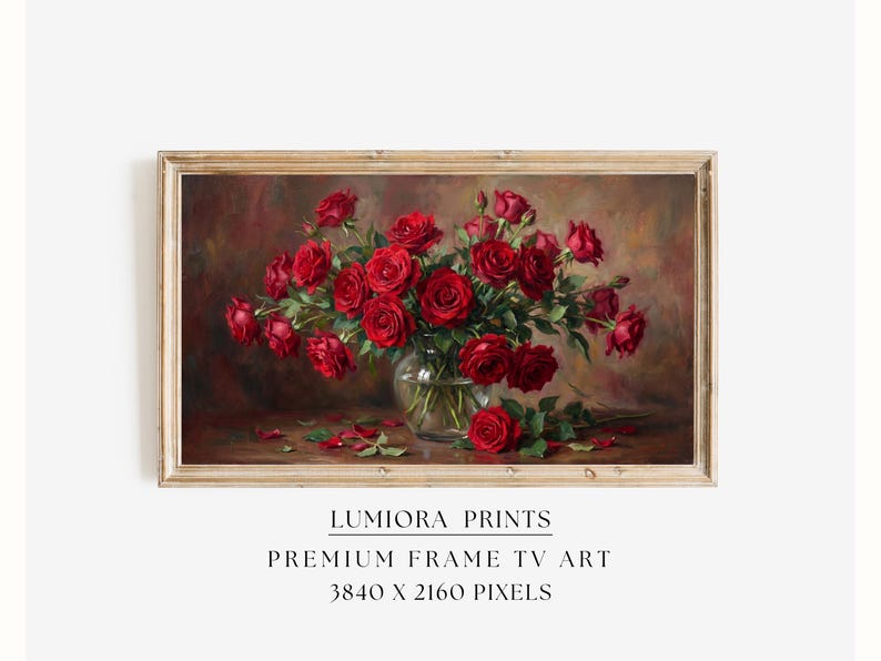 Romantic Red Flowers Samsung Frame TV Art
