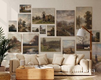 100+ Rustic Landscapes Wall Art, Vintage Oil Painting, Moody Landscape Art, Country Landscape, Rustic Gallery Set, Landscape Painting, image 3