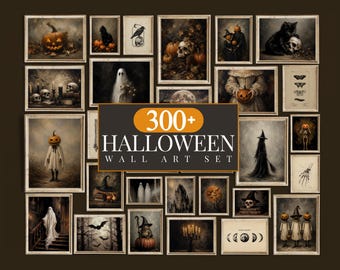 300+ Halloween Wall Art Set, Spooky Prints Bundle, Dark Halloween Print, Vintage Gothic Decor, Spooky Gallery Wall, Halloween Printables, image 1