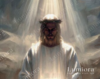 Jesus Crown of Thorns TV Art, Christ Under Divine Light Christian Oil Painting, Passion of Jesus Samsung Frame TV Art, Spiritual Faith Art, image 7