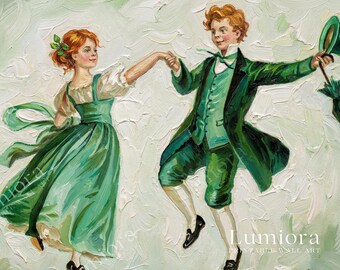St. Patrick’s Day Samsung Frame TV Art, Irish Dancers TV Decor, Green Aesthetic Screen Art, Lucky Clover Holiday Background, image 7