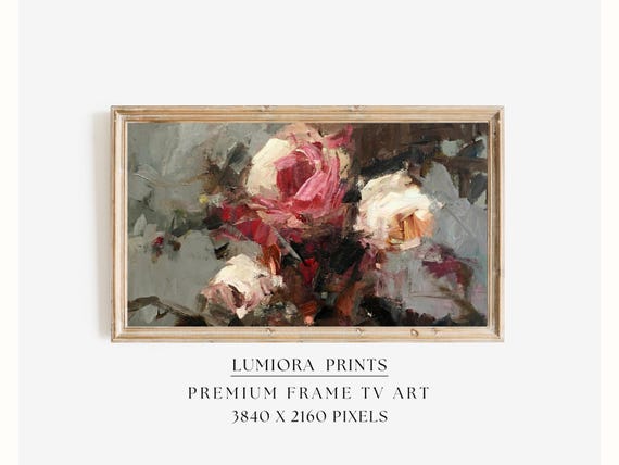 Romantic Pink Roses Samsung Frame TV Art