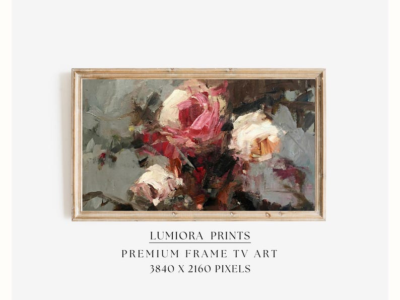 Romantic Pink Roses Samsung Frame TV Art