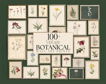 100+ Botanical Prints Set, Floral Wall Art Bundle, Botanical Drawings & Flower Sketches, Digital Download Gallery Wall Set