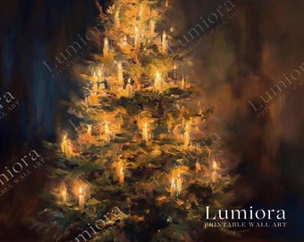 Samsung Frame TV Christmas Tree Art • Moody Candlelit Christmas Tree Painting, Elegant Holiday Wall Art, Dark Christmas Decor, image 7