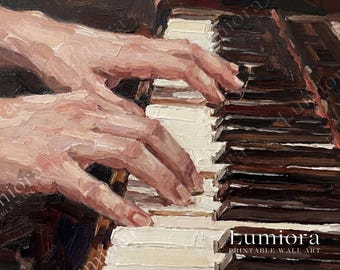 Samsung Frame TV Art Valentine's Day, Hands Playing Piano Oil Painting, Romantic Love Song, Classical Music Decor, Musician Gift, 4K, image 7