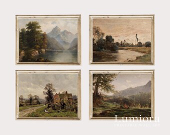 100+ Rustic Landscapes Wall Art, Vintage Oil Painting, Moody Landscape Art, Country Landscape, Rustic Gallery Set, Landscape Painting, image 12