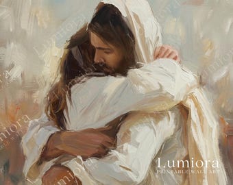 Jesus Hugging Samsung Frame TV Art, Christian Religious Screen Decor, Christ Embracing Oil Painting, Faith Based TV Art, 4K, image 7