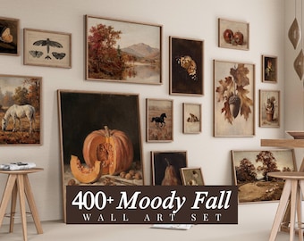 400+ Moody Fall Wall Art Set, Vintage Autumn Gallery Wall, Dark Academia Fall Decor, Rustic Autumn Prints, Moody Vintage Poster Set, image 1