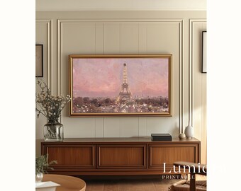 Samsung Frame TV Art Valentine's Day, Pink Paris Eiffel Tower Oil Painting, Dreamy Pastel Cityscape, Romantic Travel, Coquette, 4K, image 6