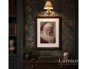 Vintage Santa Claus Portrait Print, Christmas Wall Art, Antique Santa Oil Painting, Printable Holiday Decor, Moody Christmas Art Download, image 7