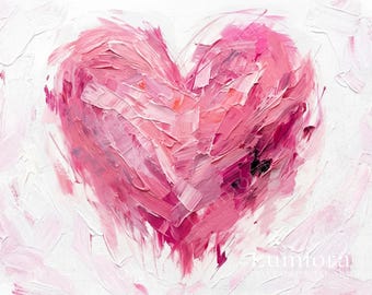 Romantic Pink Heart Samsung Frame TV Art, Abstract Love Symbol, Modern Oil Painting, Valentine's Day Decor, Textured Minimalist Wall Art, 4K, image 7